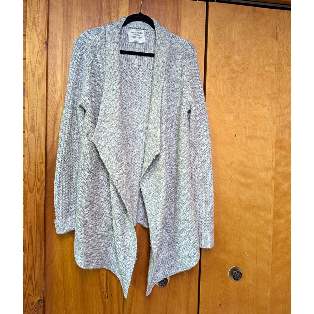 Abercrombie & Fitch Women's Waterfall Front Cardigan Sweater Shawl Collar Gray M